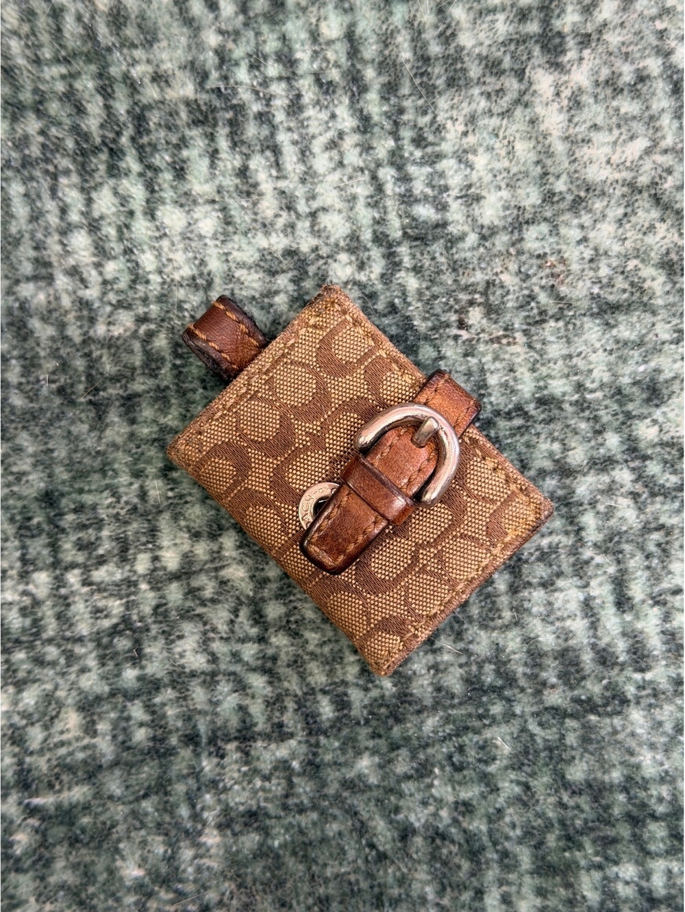Vintage Coach Brown Signature Canvas photo keychain